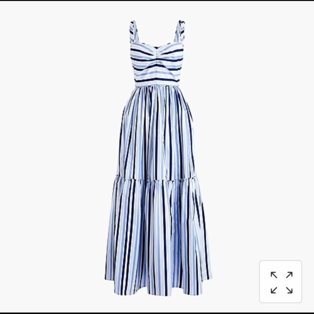 J Crew Shirting Stripe Tiered Maxi Dress 00